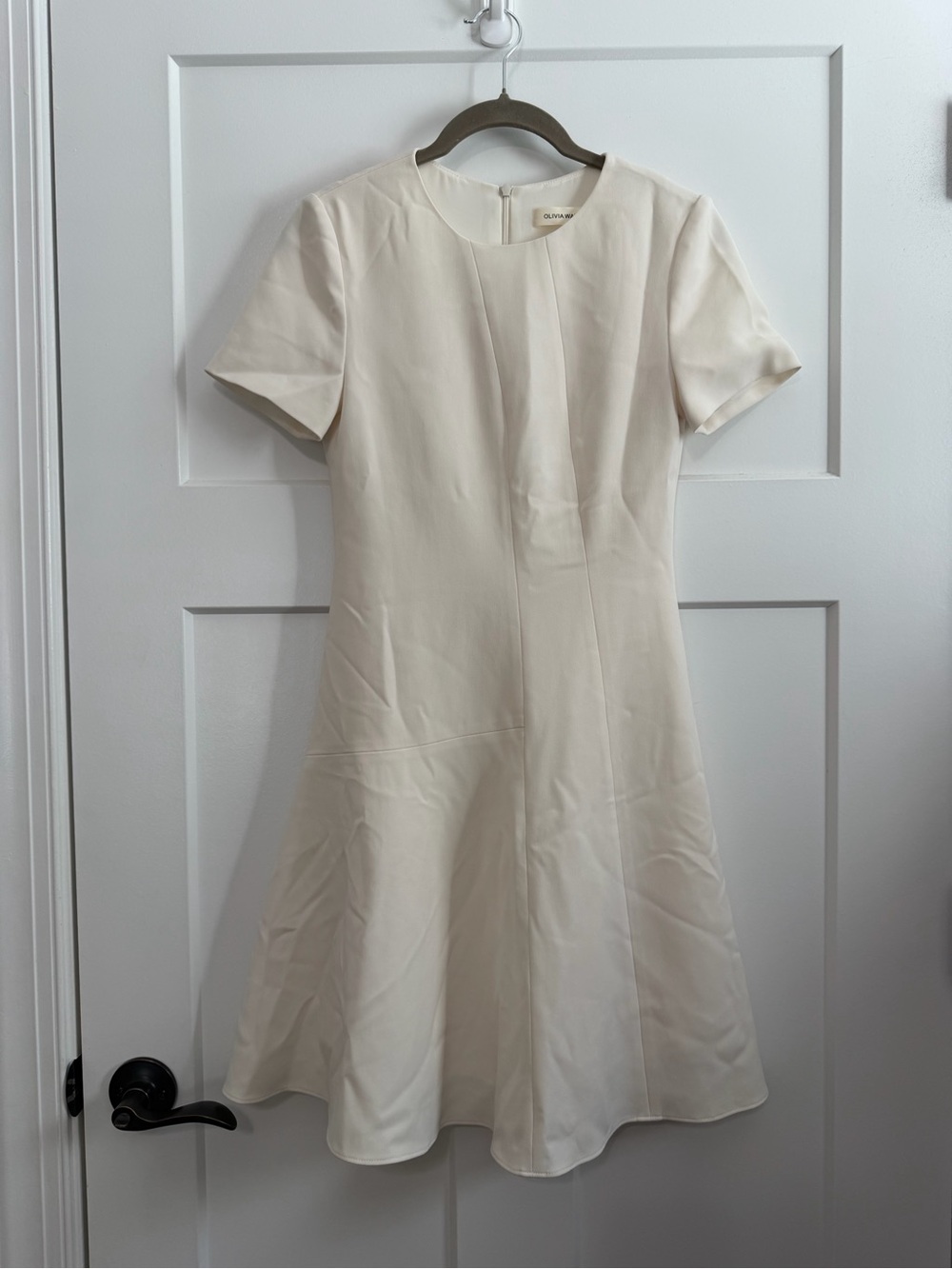 Olivia Wang Ivory Architectural A-Line Midi Dress Quiet Luxury XS